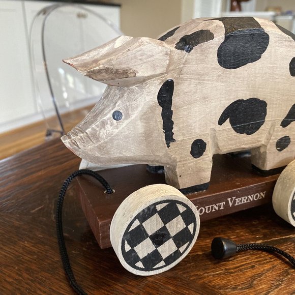 Mount Vernon Folk Art “Ossabaw Island Hog” PULL TOY George Washington - Picture 2 of 7